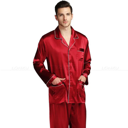 Mens Silk Satin Pajamas