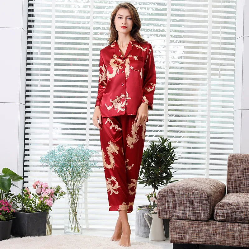 Men Silk Pajamas Pajama Set