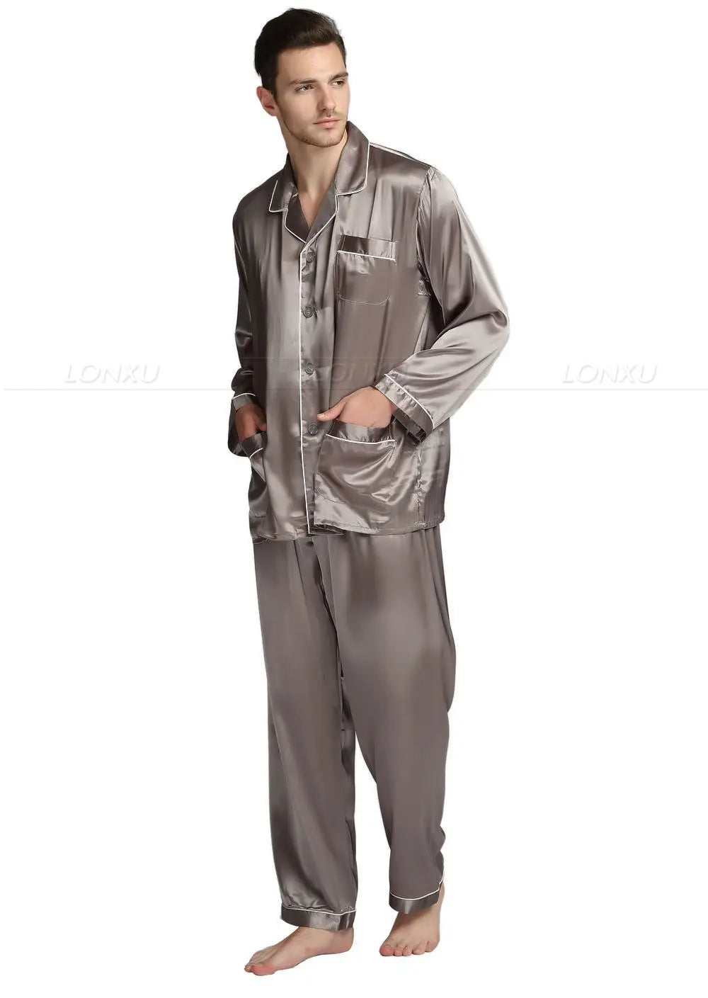 Mens Silk Satin Pajamas