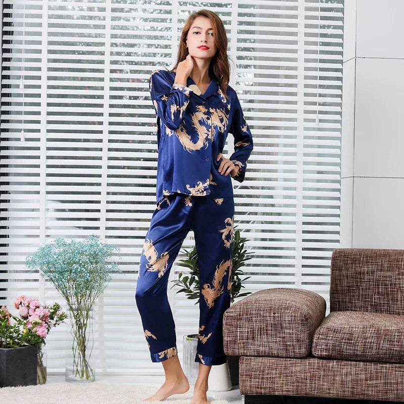 Men Silk Pajamas Pajama Set