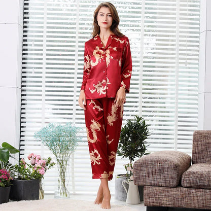 Men Silk Pajamas Pajama Set