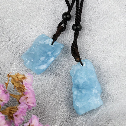 1PC Natural Aquamarine Stone Blue Pendant Natural Quartz Healing Stone