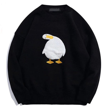 Harajuku Oversized Knitted Men's Sweater - Duck