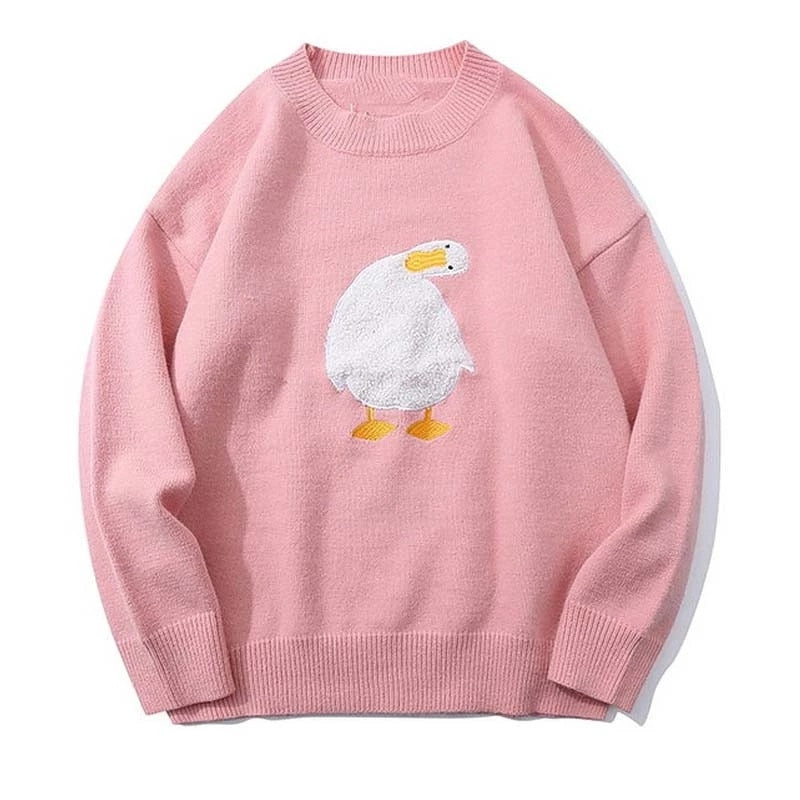 Harajuku Oversized Knitted Men's Sweater - Duck