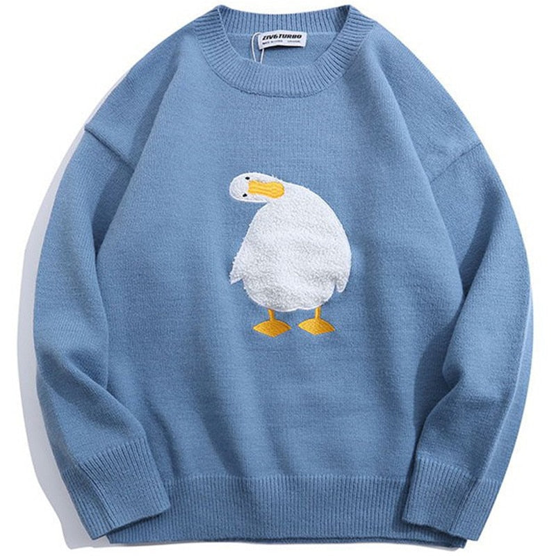 Harajuku Oversized Knitted Men's Sweater - Duck