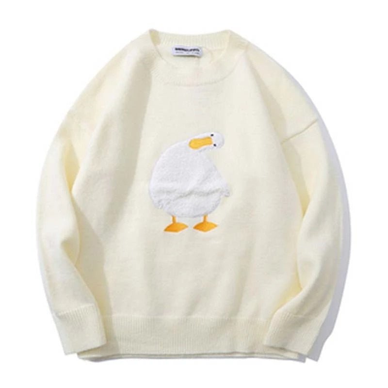 Harajuku Oversized Knitted Men's Sweater - Duck