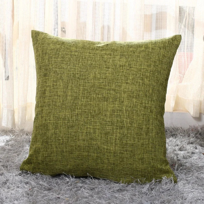 Solid Linen Sofa Throw Pillow Cover
