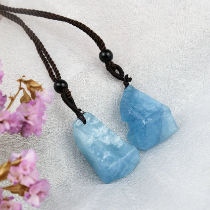 1PC Natural Aquamarine Stone Blue Pendant Natural Quartz Healing Stone