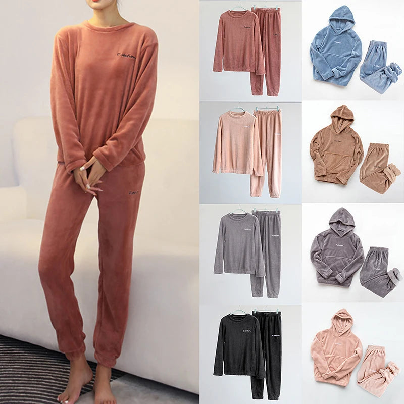 Women Winter Flannel Pajama Set