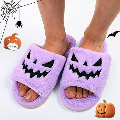 Halloween Pumpkin Fuzzy Slippers