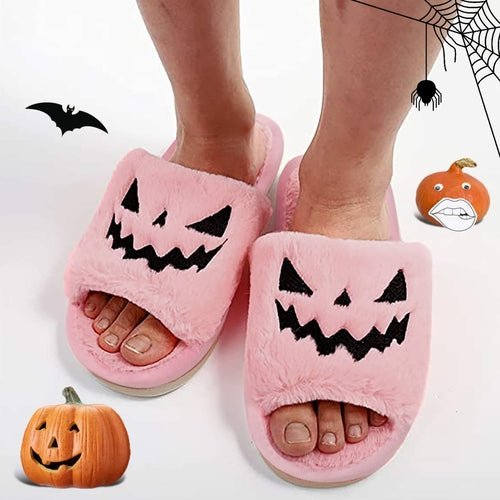 Halloween Pumpkin Fuzzy Slippers