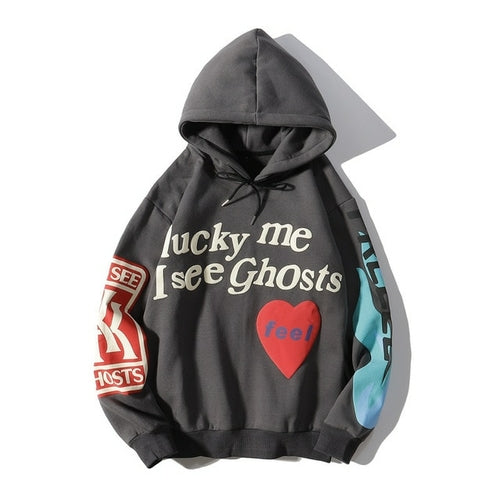 Graffiti Letter Print Velvet Hoodie Sweater