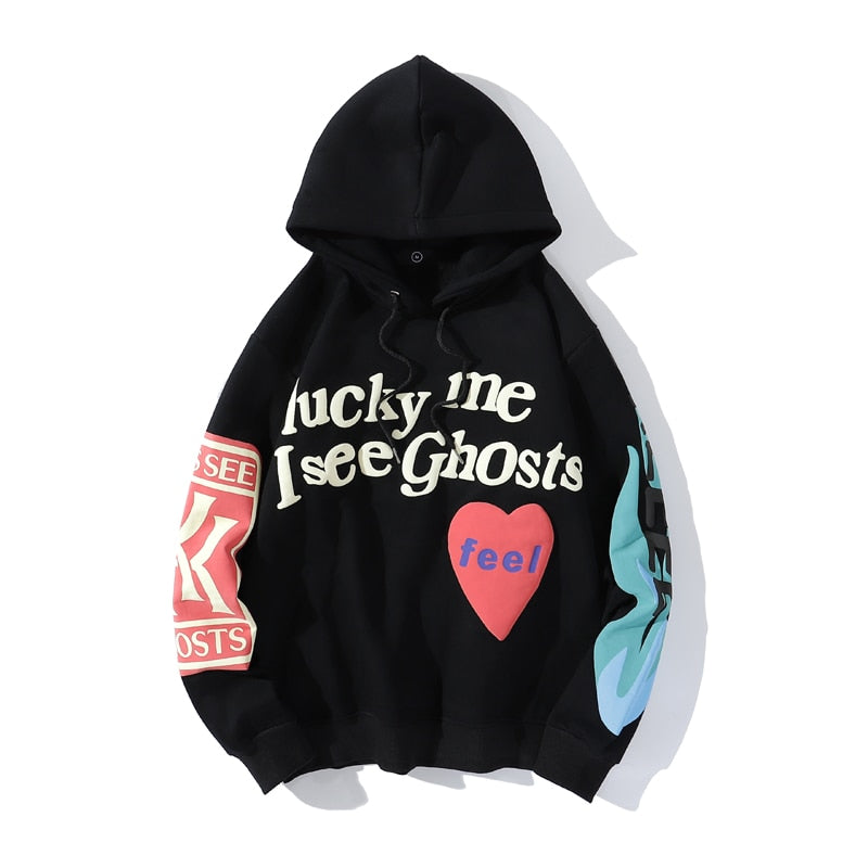 Graffiti Letter Print Velvet Hoodie Sweater