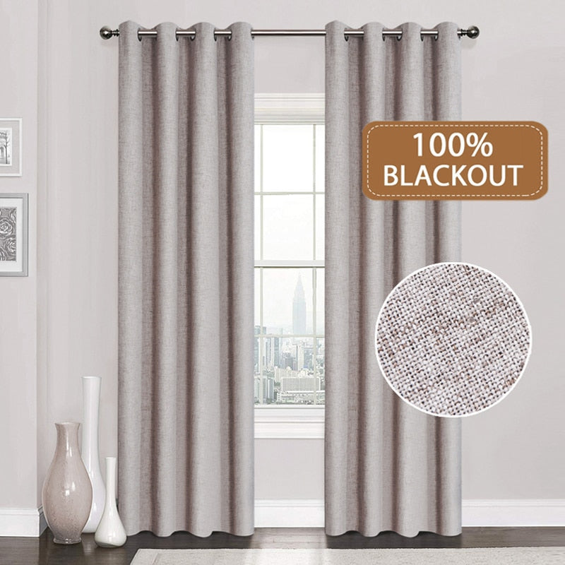 Linen 100% Blackout Curtains