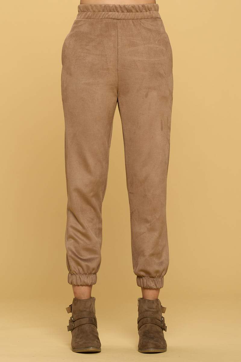 Suede Jogger Pants with Pockets