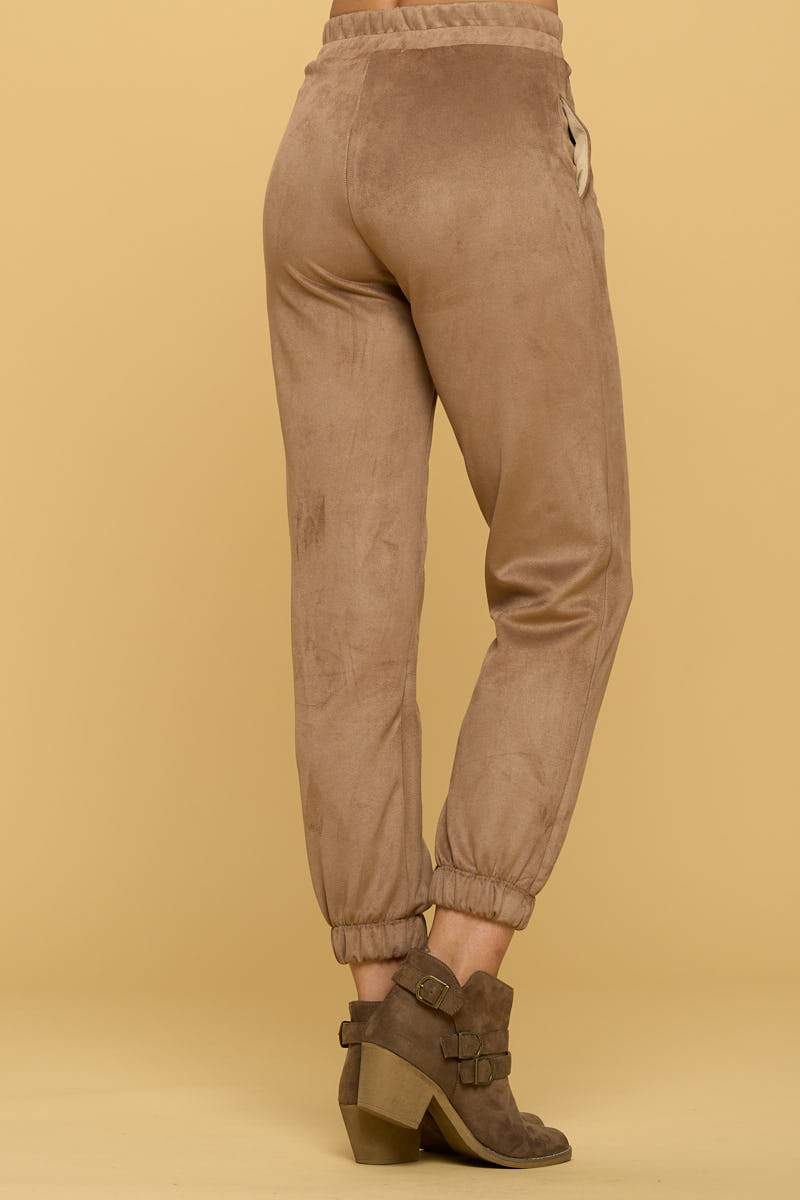 Suede Jogger Pants with Pockets