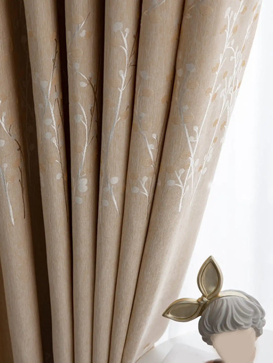 Cream yellow garden living room curtains