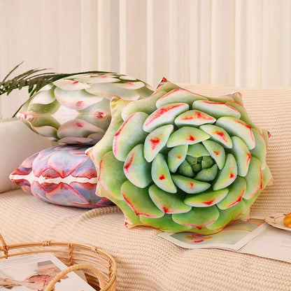 Inyahome 3D Succulents Cactus Decorative Throw Pillow