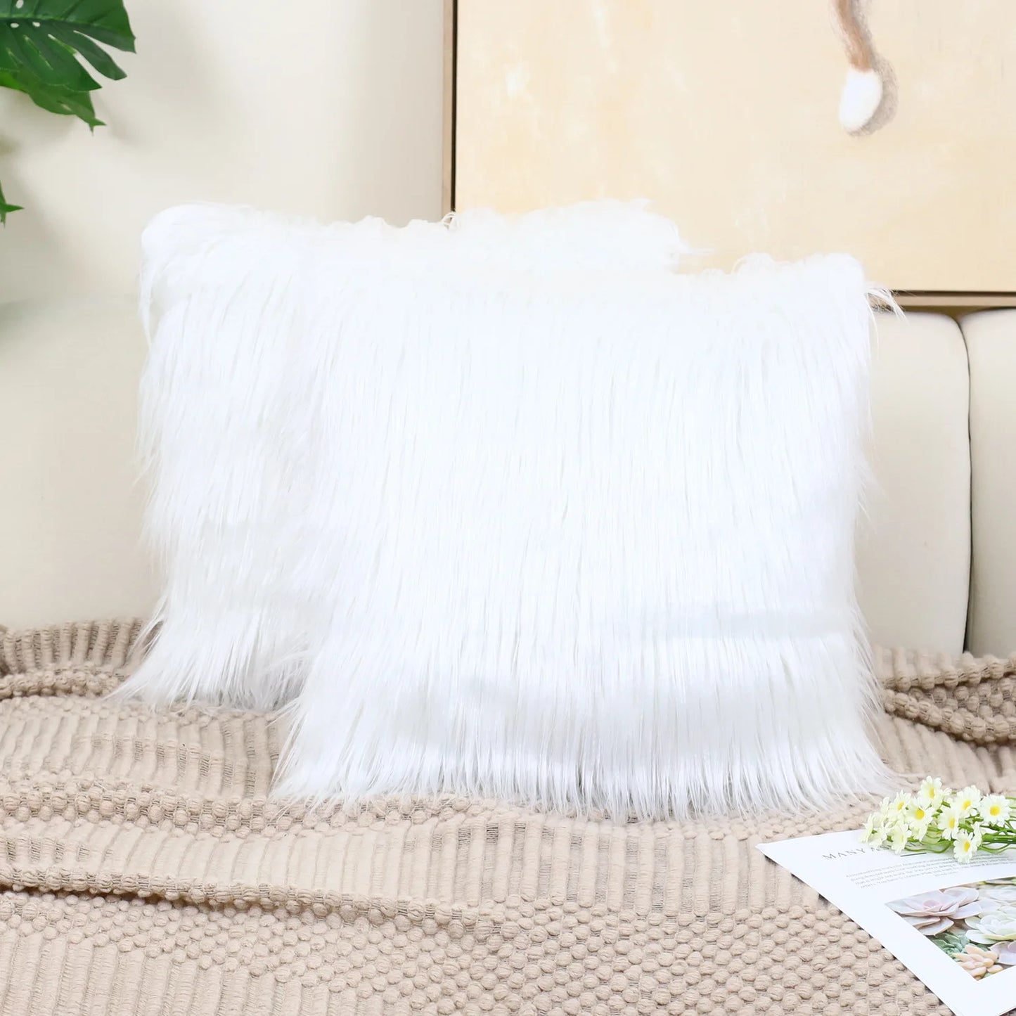 2 Piece White Plush Pillowcase