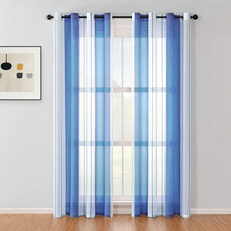 Stripped Window Sheer Curtain Bedroom Curtains