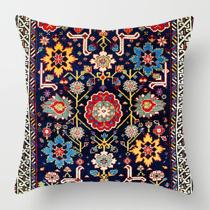 Ethnic Persian Carpet Print Linen Throw Pillow Cover