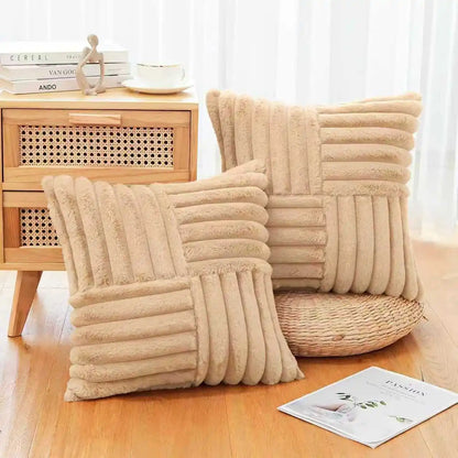 2pcs Artificial Plush Throw Pillow Covers