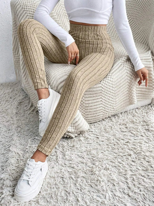 Women's High-Waist Ribbed Pants