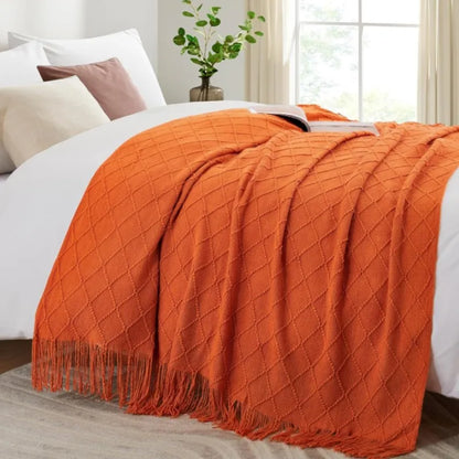 Orange Gift Knitted Throw Blankets