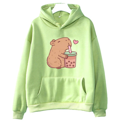 Kawaii Bubble Tea Capybara Hoodie