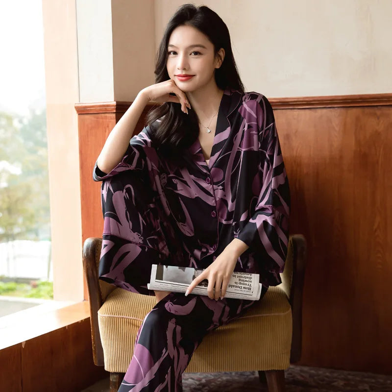 Premium Women's Ice Silk Pajama Set