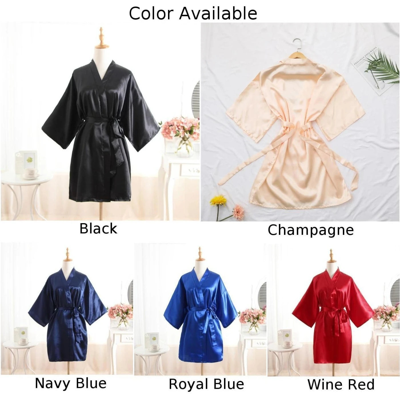 Casual Men's Silk Solid Color Long Wrap Dressing Gown
