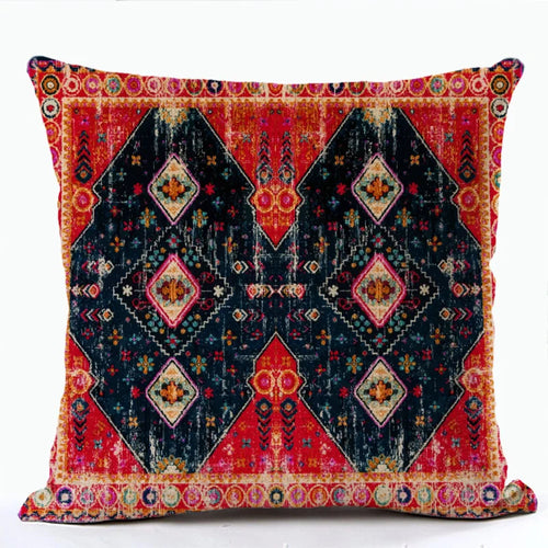 Ethnic Persian Carpet Print Linen Throw Pillow Cover