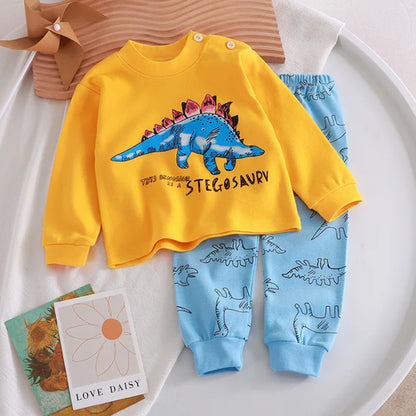 Cartoon Print Pajama Sets Long Sleeve