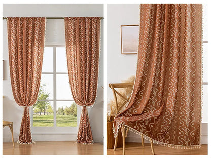 Bohemian style living room curtains
