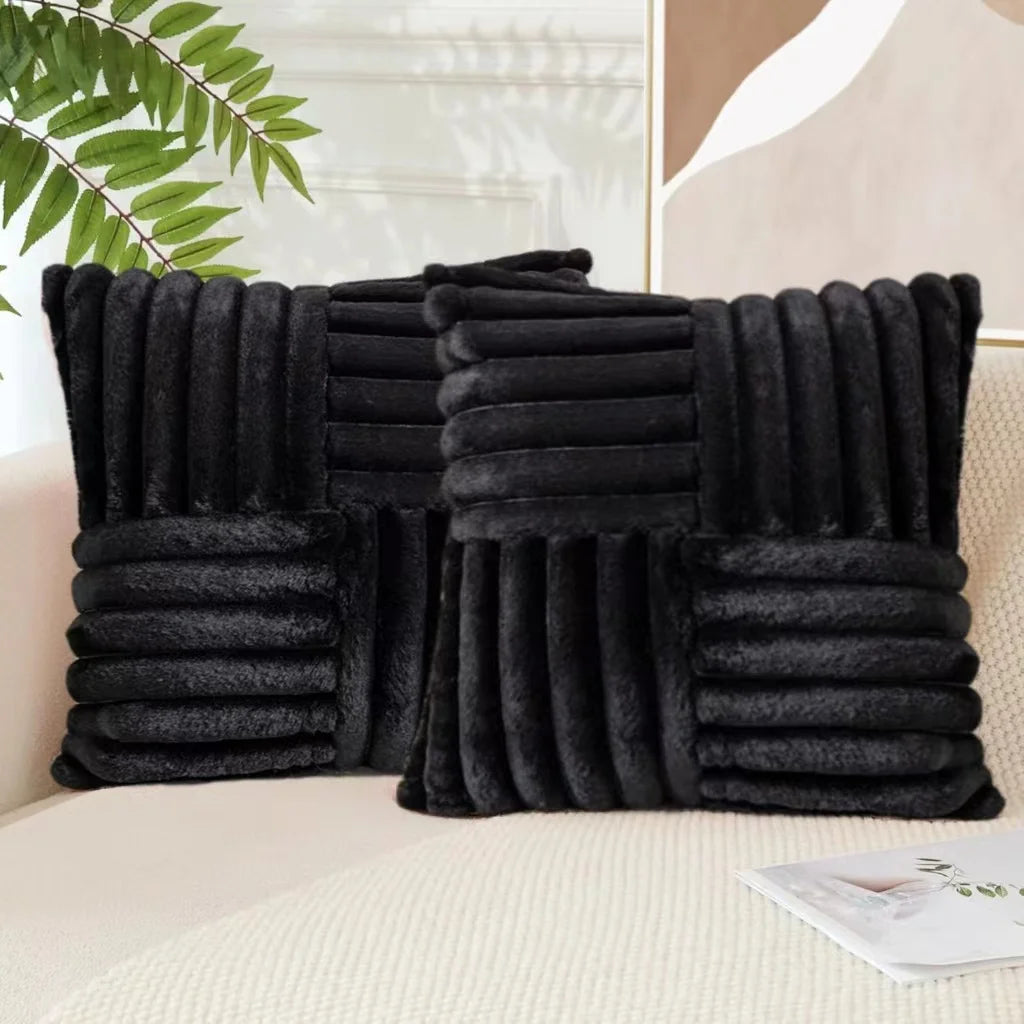 2pcs Artificial Plush Throw Pillow Covers
