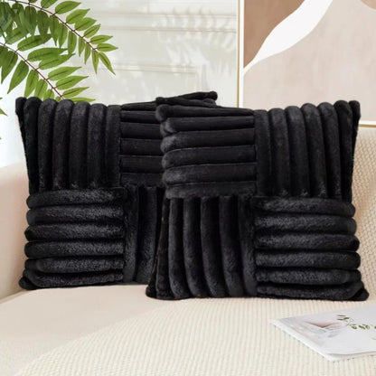 2pcs Artificial Plush Throw Pillow Covers