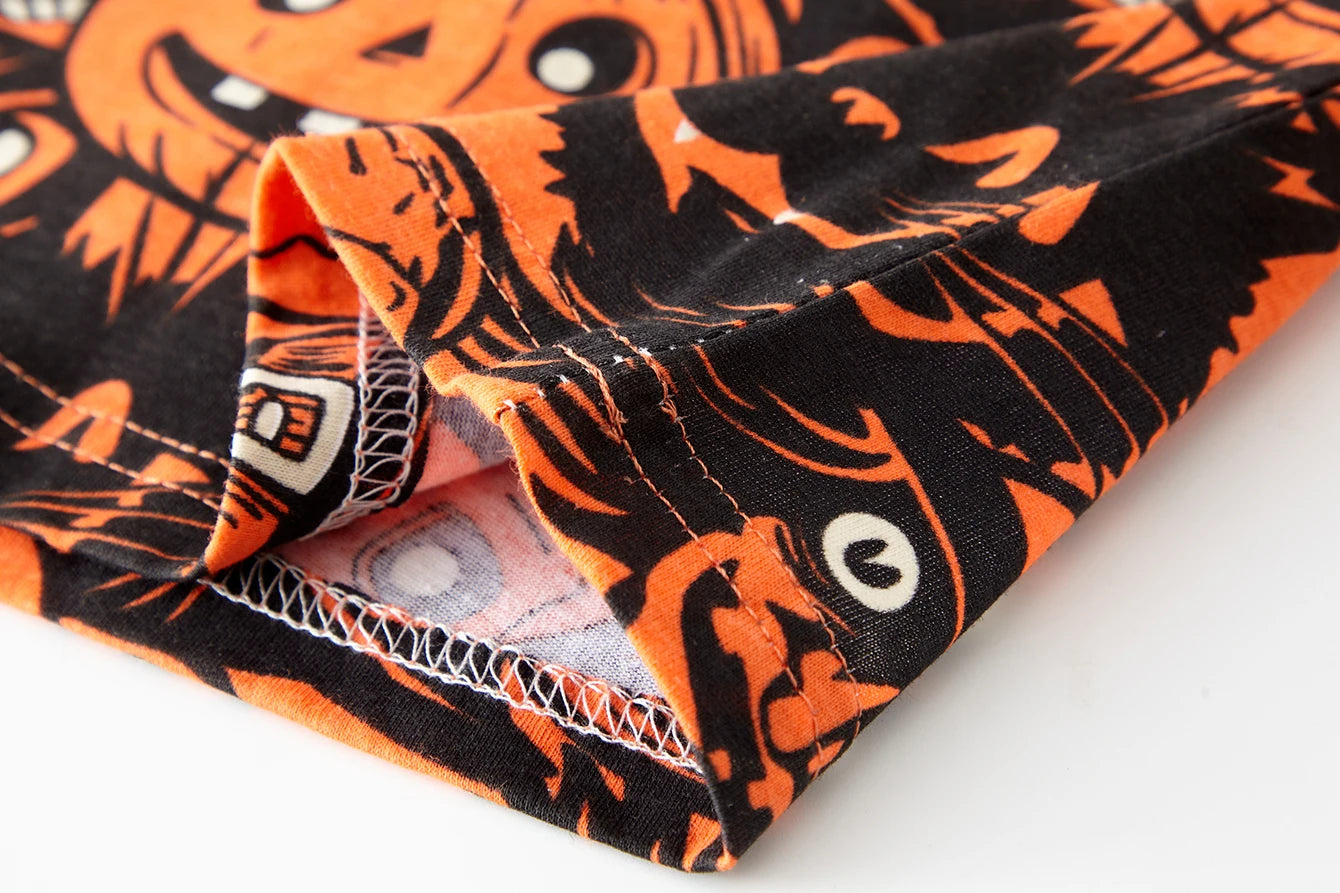 Kids Pumpkin Print Cotton Pajama Set