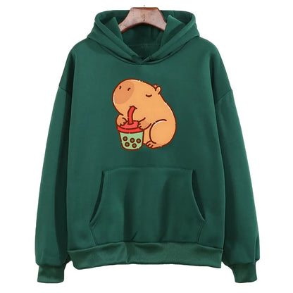 Capybara Drink Bubble Tea Hoodie