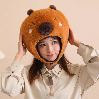 Plush Capybara Head Mask