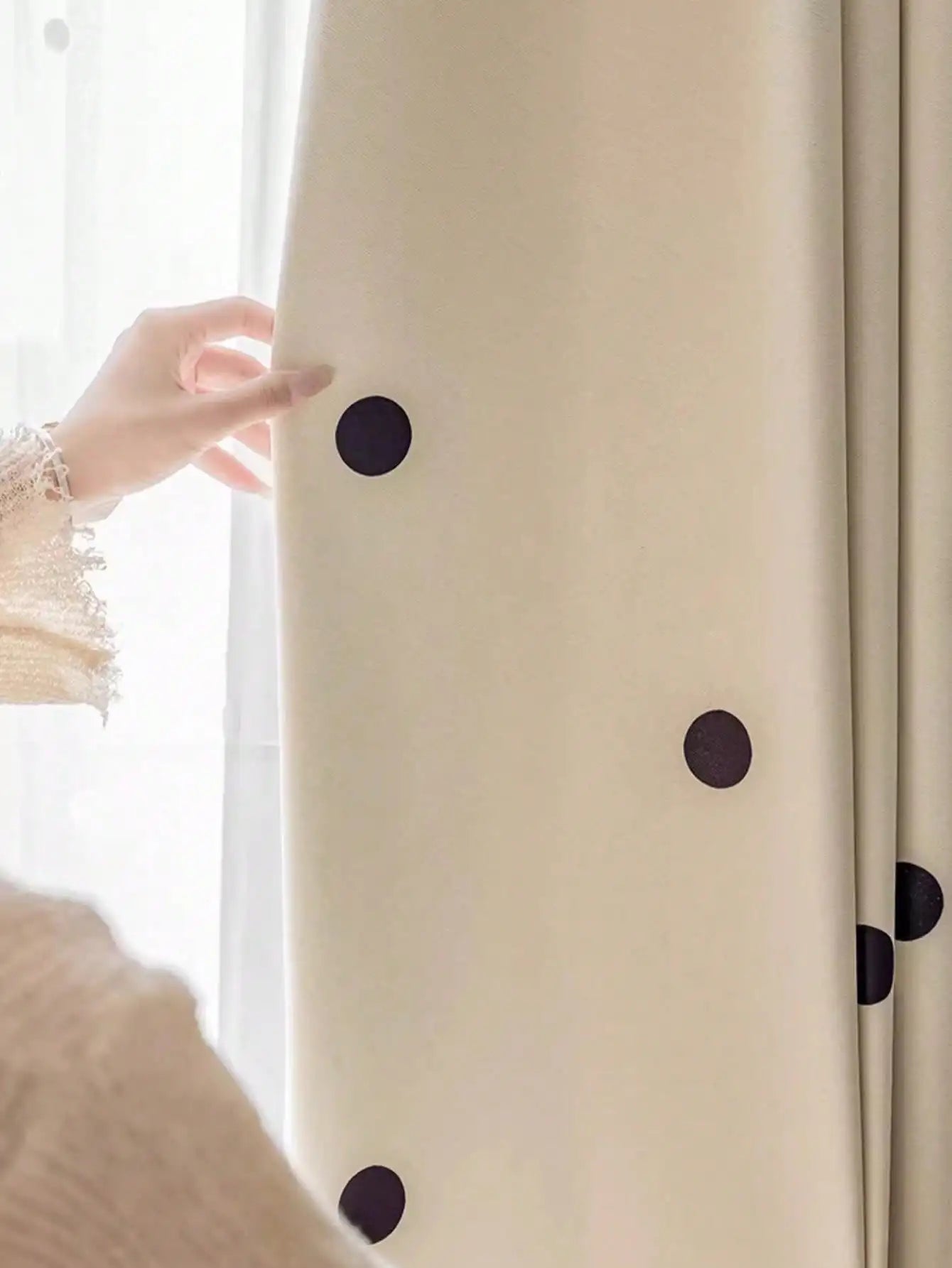 Black polka dot print Blackout Curtain