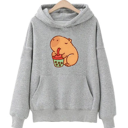 Capybara Drink Bubble Tea Hoodie