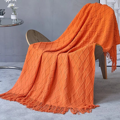 Orange Gift Knitted Throw Blankets