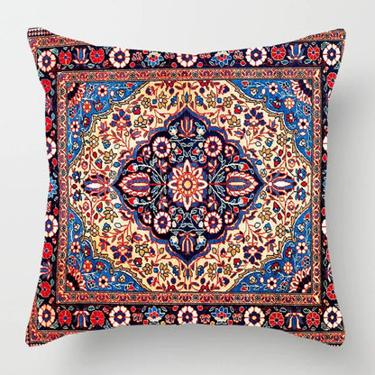 Ethnic Persian Carpet Print Linen Throw Pillow Cover