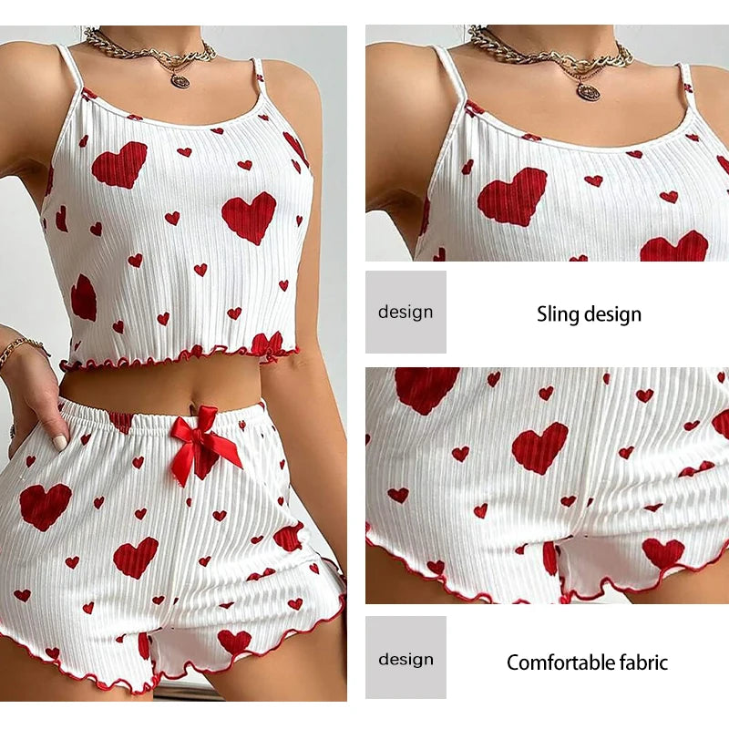 Women's Hearts Pajamas Set Sleepwear