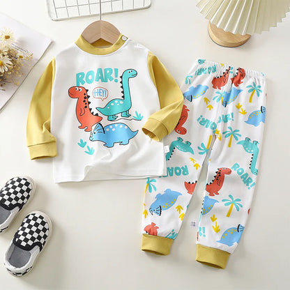 Cartoon Print Pajama Sets Long Sleeve