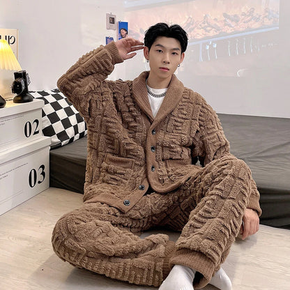 Men's Winter Thick Warm Flannel Pajama Sets