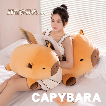 Fatty Long Capybara Plush Shaped Pillow