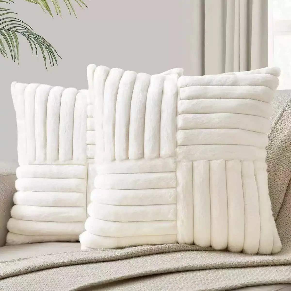2pcs Artificial Plush Throw Pillow Covers
