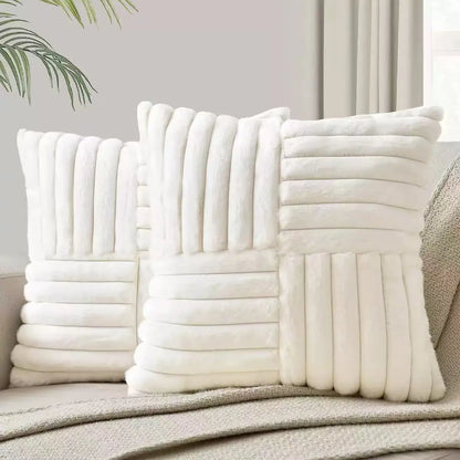 2pcs Artificial Plush Throw Pillow Covers