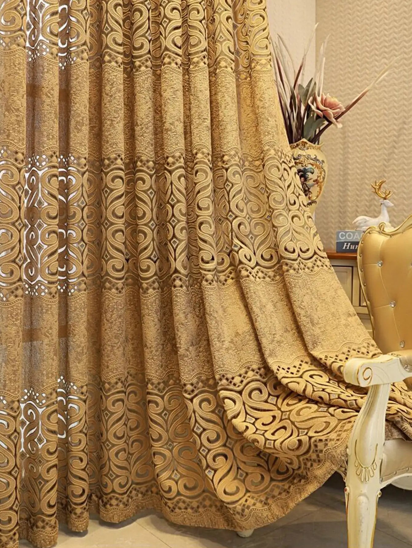 Hollow perforated bedroom curtains